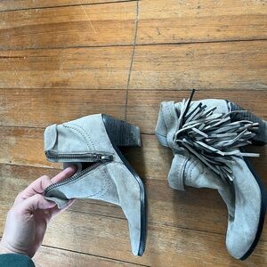 Gray Booties with fringe